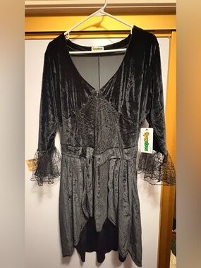 Tipsy Elves Black Velour Stretch Witch Romper Costume